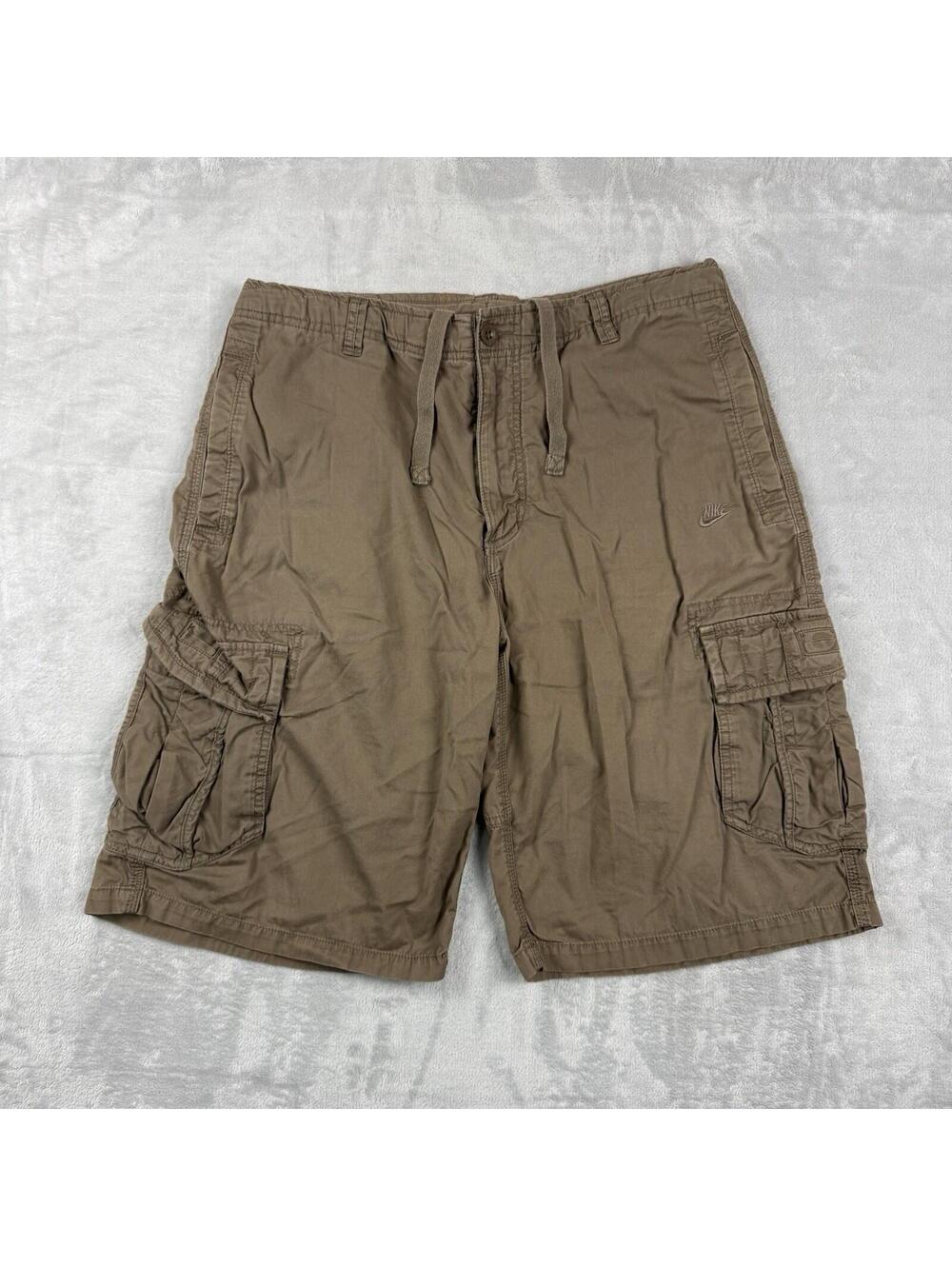 Y2K Nike Sportswear Cargo Shorts Brown Utility Military Style Size L VTG Skater